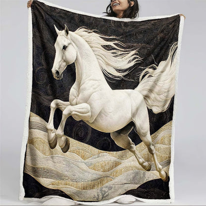 Graceful White Horse Blanket - H256 - Premium Blanket