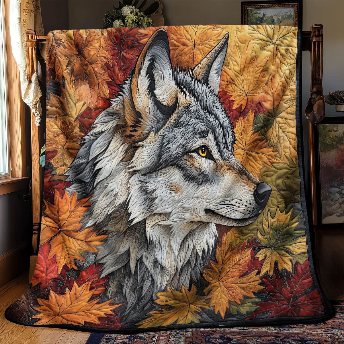 The Autumn Vintage Wolf Blanket - H278 - Premium Blanket