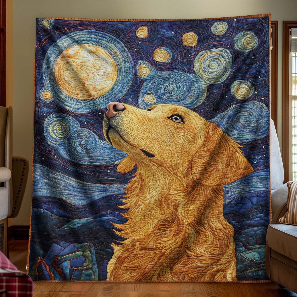 Moonlight Golden Retriever Blanket - H290 - Premium Blanket