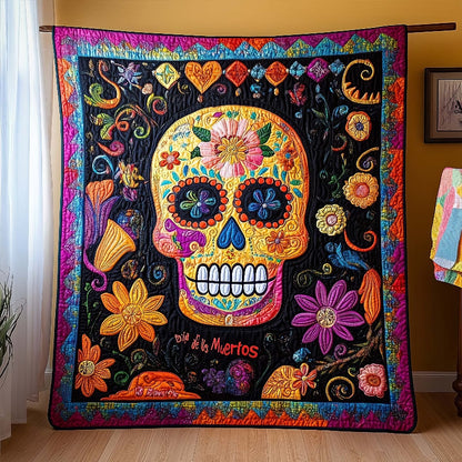 Floral Sugar Skull Blanket - H322 - Premium Blanket