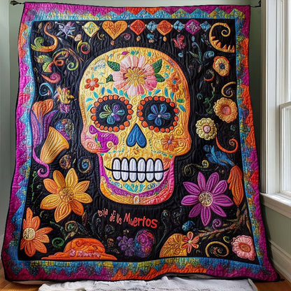 Floral Sugar Skull Blanket - H322 - Premium Blanket