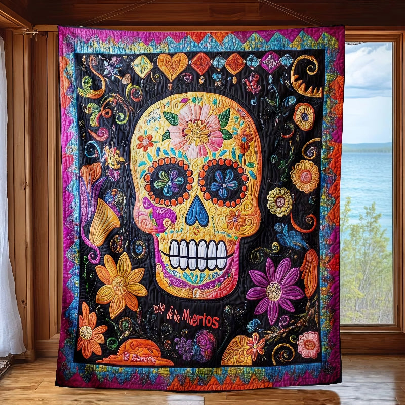 Floral Sugar Skull Blanket - H322 - Premium Blanket