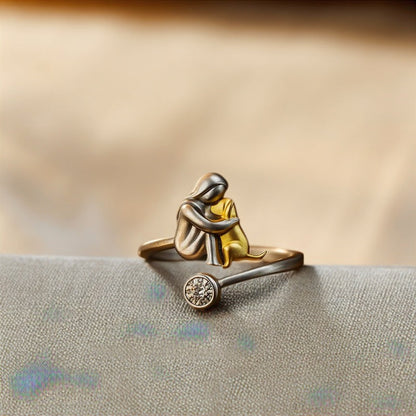925 Sterling Silver Dog Ring wit Zirconia – Adjustable