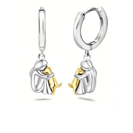 Dog Hug Hoop Earrings