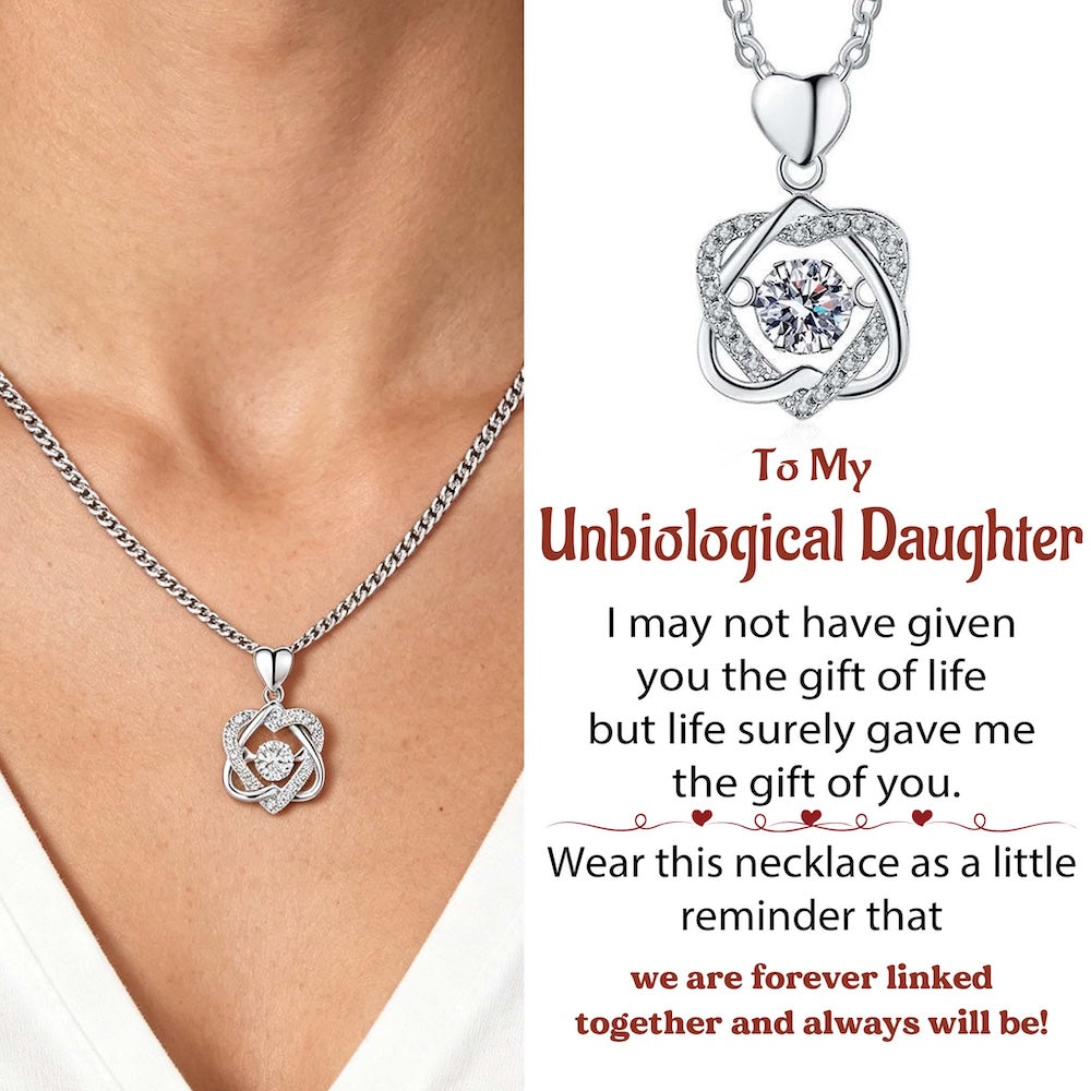 For Unbiological Daughter - We Are Forever Linked Together Love Knot Necklace - S925 Silver