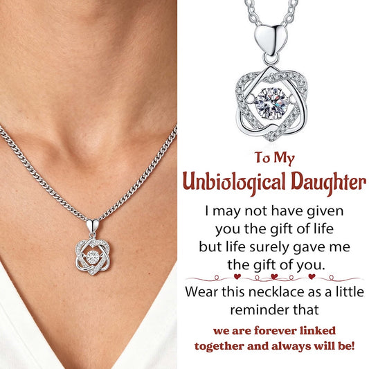 For Unbiological Daughter - We Are Forever Linked Together Love Knot Necklace - S925 Silver