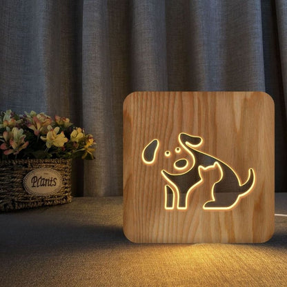 Dog Wooden Decorative Light
