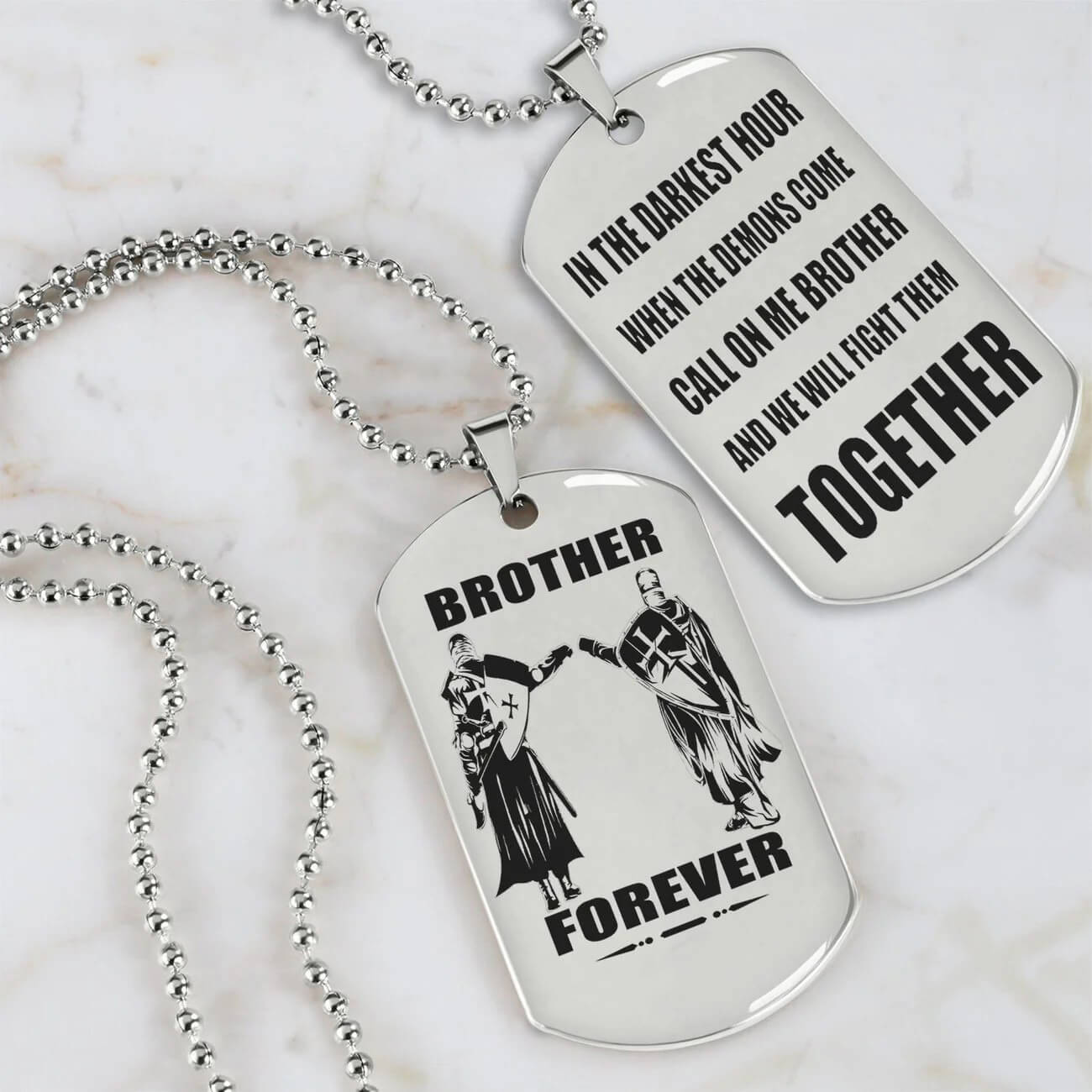 Vikings Engraved Black Dog Tag Double Sided Gift From Brother, Brother Forever
