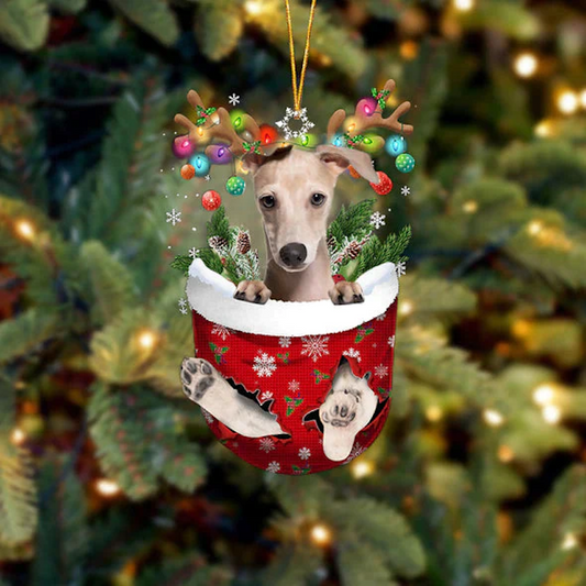 Italian Greyhound In Snow Pocket Christmas Ornament SP094