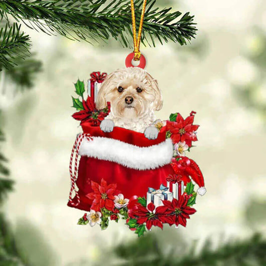 Morkie In Gift Bag Christmas Ornament GB124