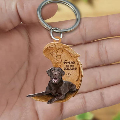 Chocolate Labrador Retriever Forever In My Heart Acrylic Keychain FK002