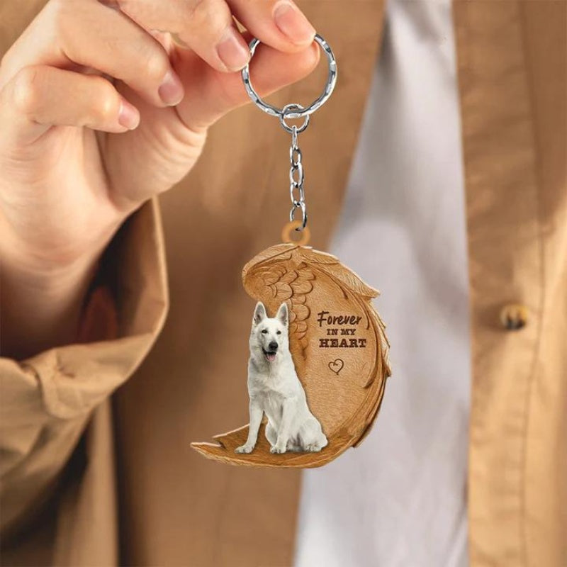 White German Shepherd Forever In My Heart Acrylic Keychain FK033