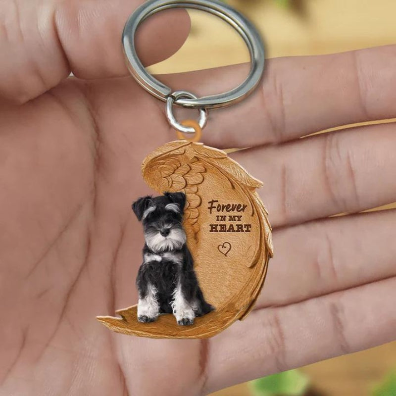 Miniature Schnauzer Forever In My Heart Acrylic Keychain FK034