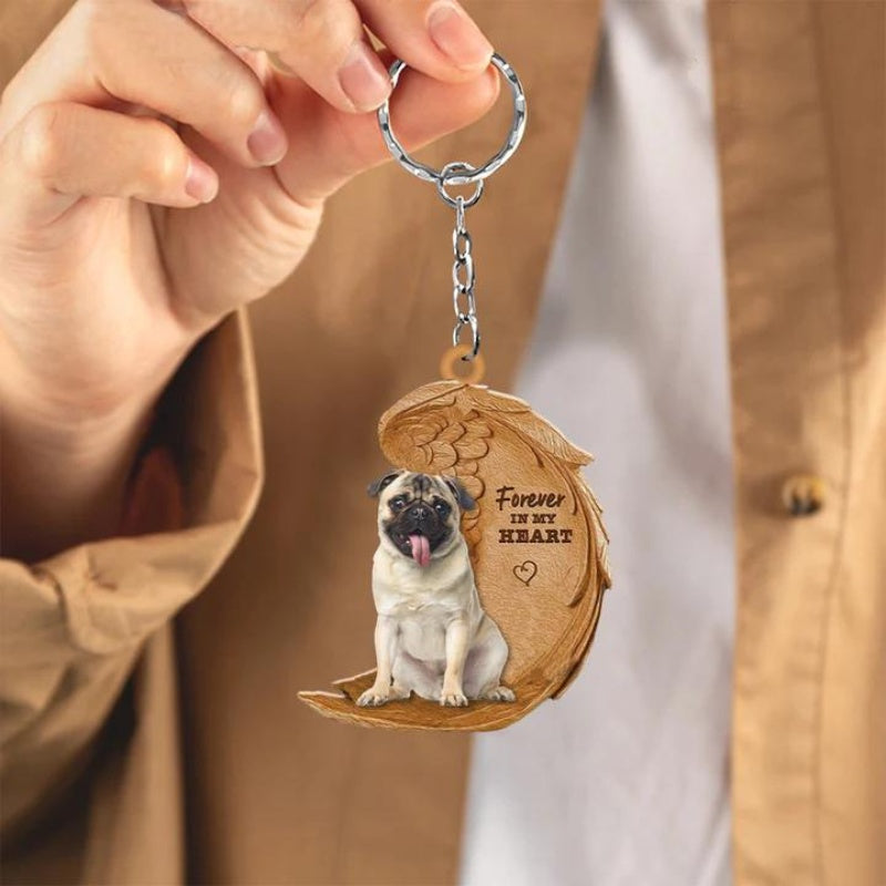 Pug Forever In My Heart Acrylic Keychain FK048