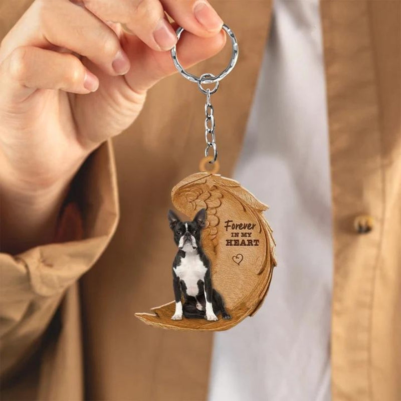 Boston Terrier Forever In My Heart Acrylic Keychain FK080