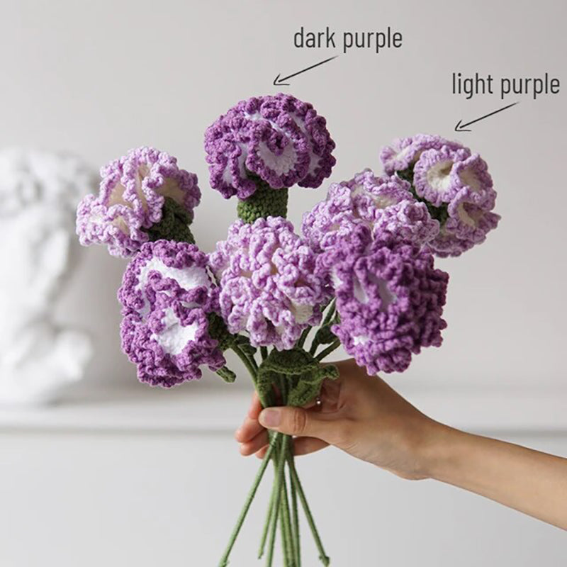 Handmade Knitted Décor Gift - Carnation - Dark Purple