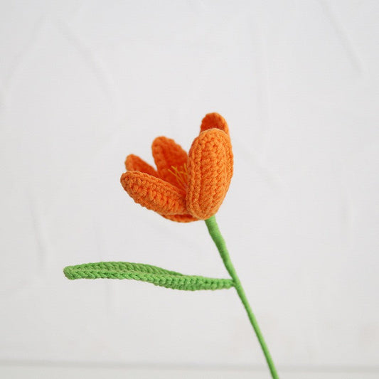 Handmade Knitted Décor Gift - Blooming tulip - Orange