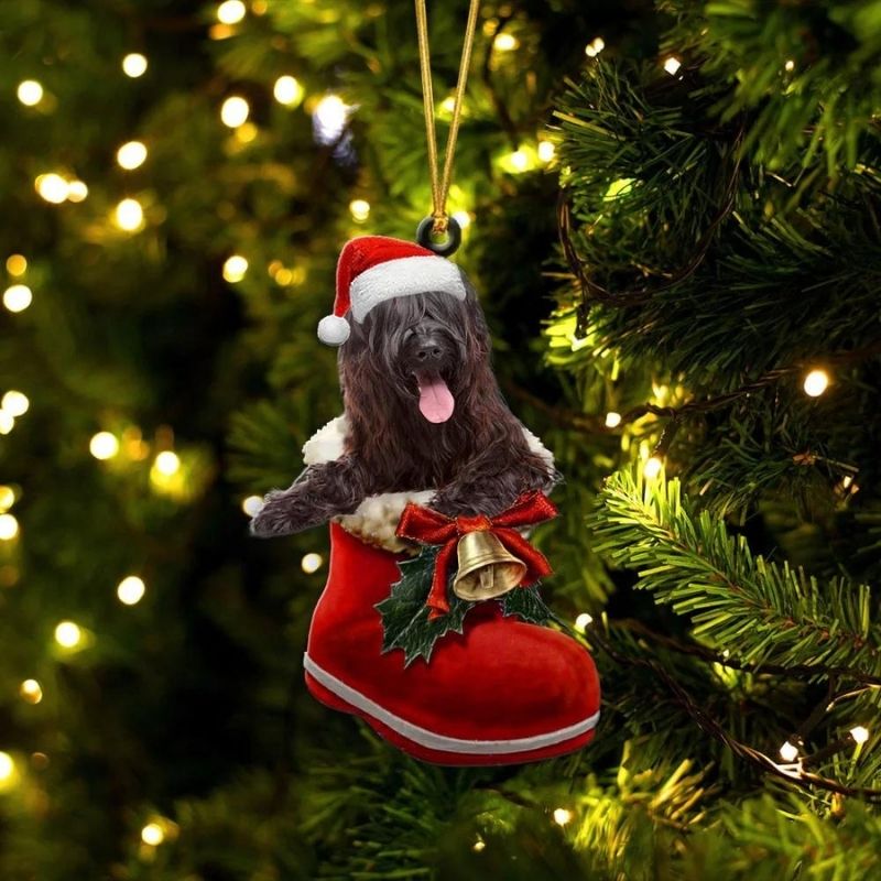 Briard In Santa Boot Christmas Hanging Ornament SB154