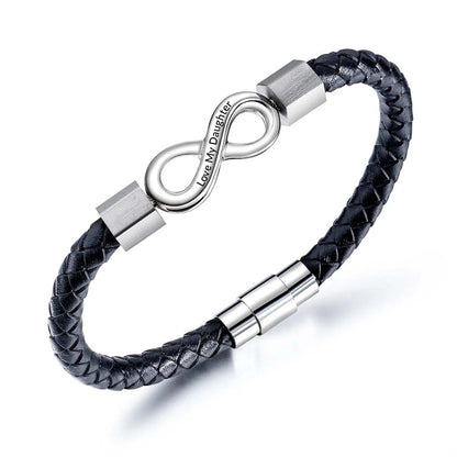 Love My Daughter - I Love You Forever And Always - Infinity Leather Bracelet