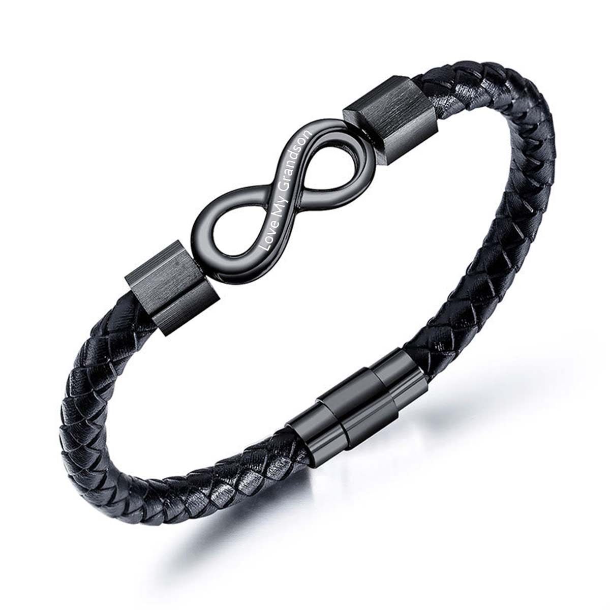 Love My Grandson - I Love You Forever And Always - Infinity Leather Bracelet