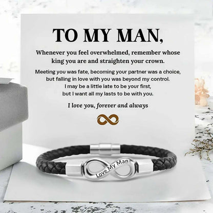 I Love You Forever And Always - Infinity Leather Bracelet