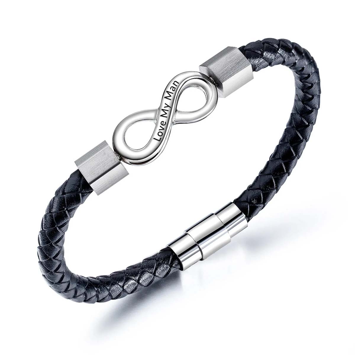 Love My Man - I Love You Forever And Always - Infinity Leather Bracelet