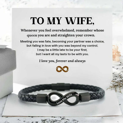 I Love You Forever And Always - Infinity Leather Bracelet