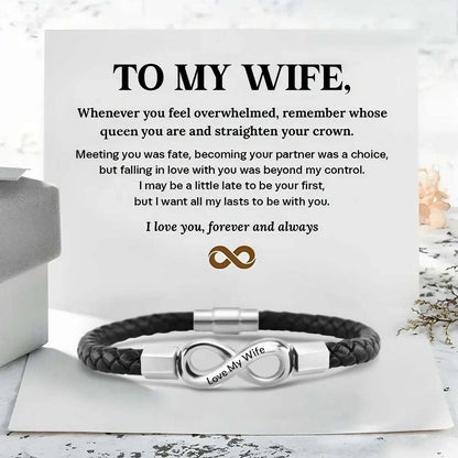 I Love You Forever And Always - Infinity Leather Bracelet