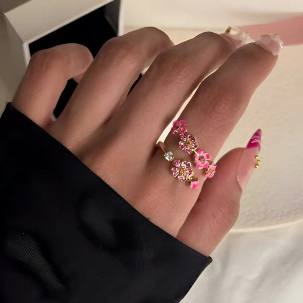 Peach Blossom Adjustable Open Rings