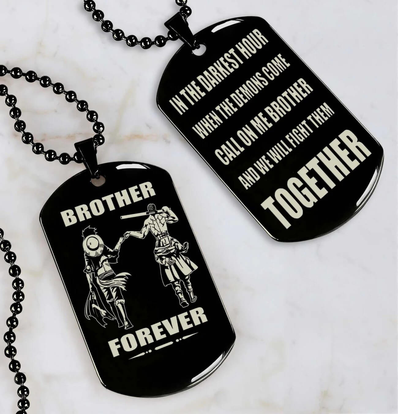 Vikings Engraved Black Dog Tag Double Sided Gift From Brother, Brother Forever