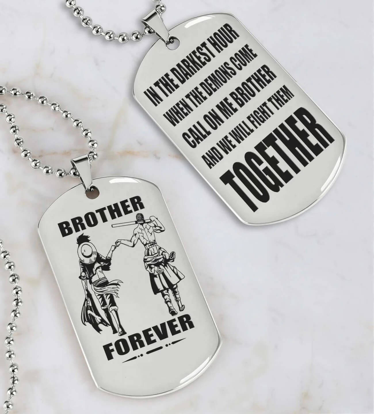 Vikings Engraved Black Dog Tag Double Sided Gift From Brother, Brother Forever