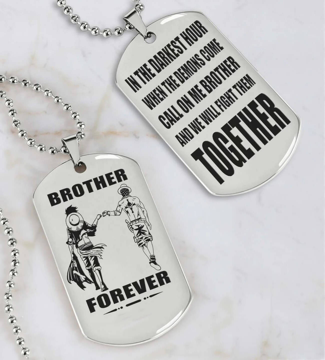 Vikings Engraved Black Dog Tag Double Sided Gift From Brother, Brother Forever