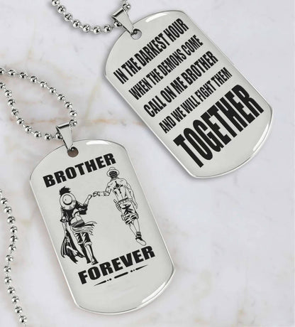 Vikings Engraved Black Dog Tag Double Sided Gift From Brother, Brother Forever