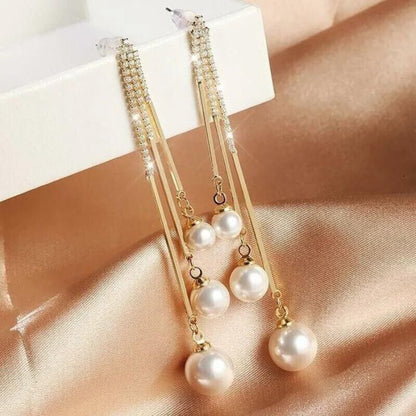 Elegant Pearl Tassel Earrings