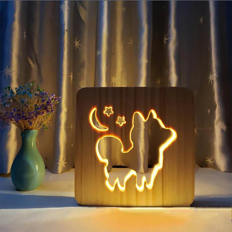 Dog Wooden Decorative Light