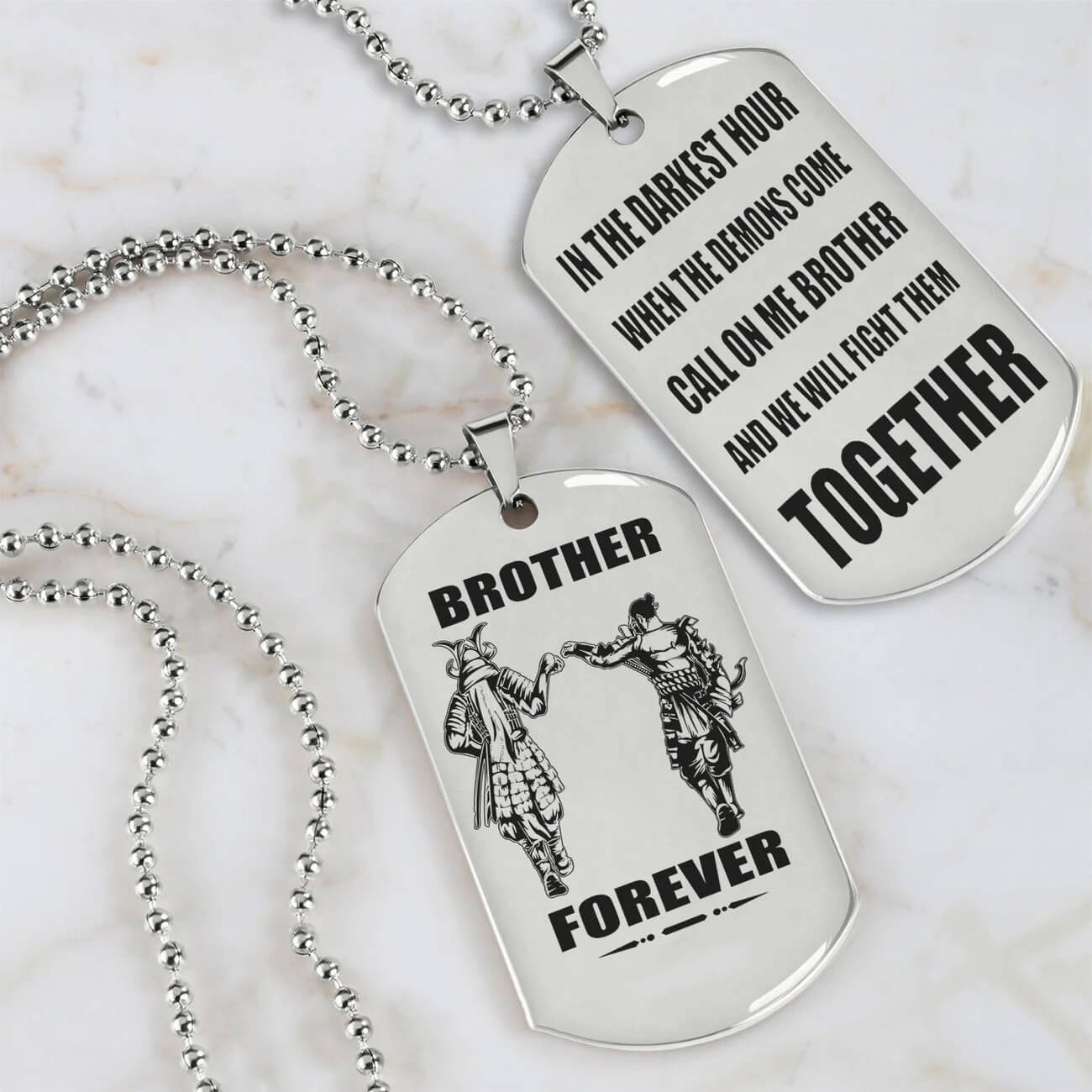Vikings Engraved Black Dog Tag Double Sided Gift From Brother, Brother Forever