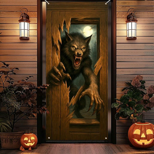 Halloween Spooky Door Covers Evil Demon Emerging SC014