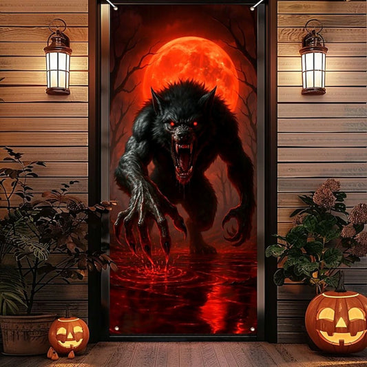 Halloween Spooky Door Covers Evil Demon Emerging SC015