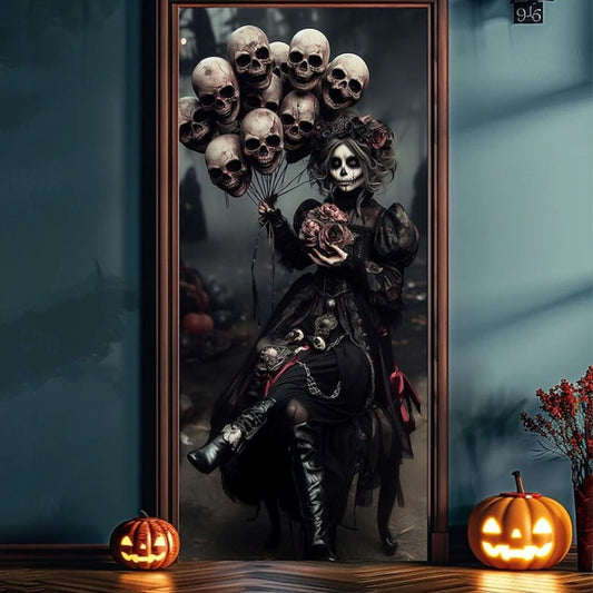 Halloween Spooky Door Covers Skeleton Warrior in Armor SC032