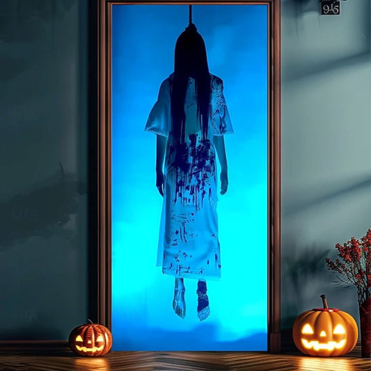 Halloween Spooky Door Covers Creepy Ghost Girl Behind Door SC038