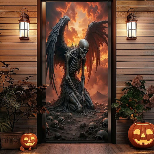 Halloween Spooky Door Covers Skeleton Angel of Death SC049