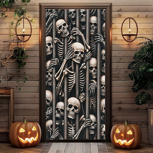 Halloween Spooky Door Covers Skeleton Breaking The Door SC051