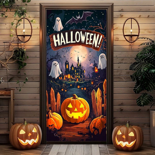 Halloween Spooky Door Covers Pumpkin & Ghost SC055
