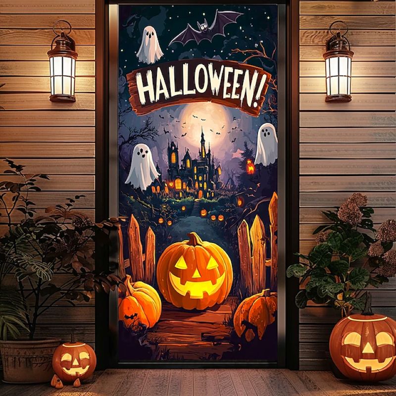 Halloween Spooky Door Covers Pumpkin & Ghost SC055