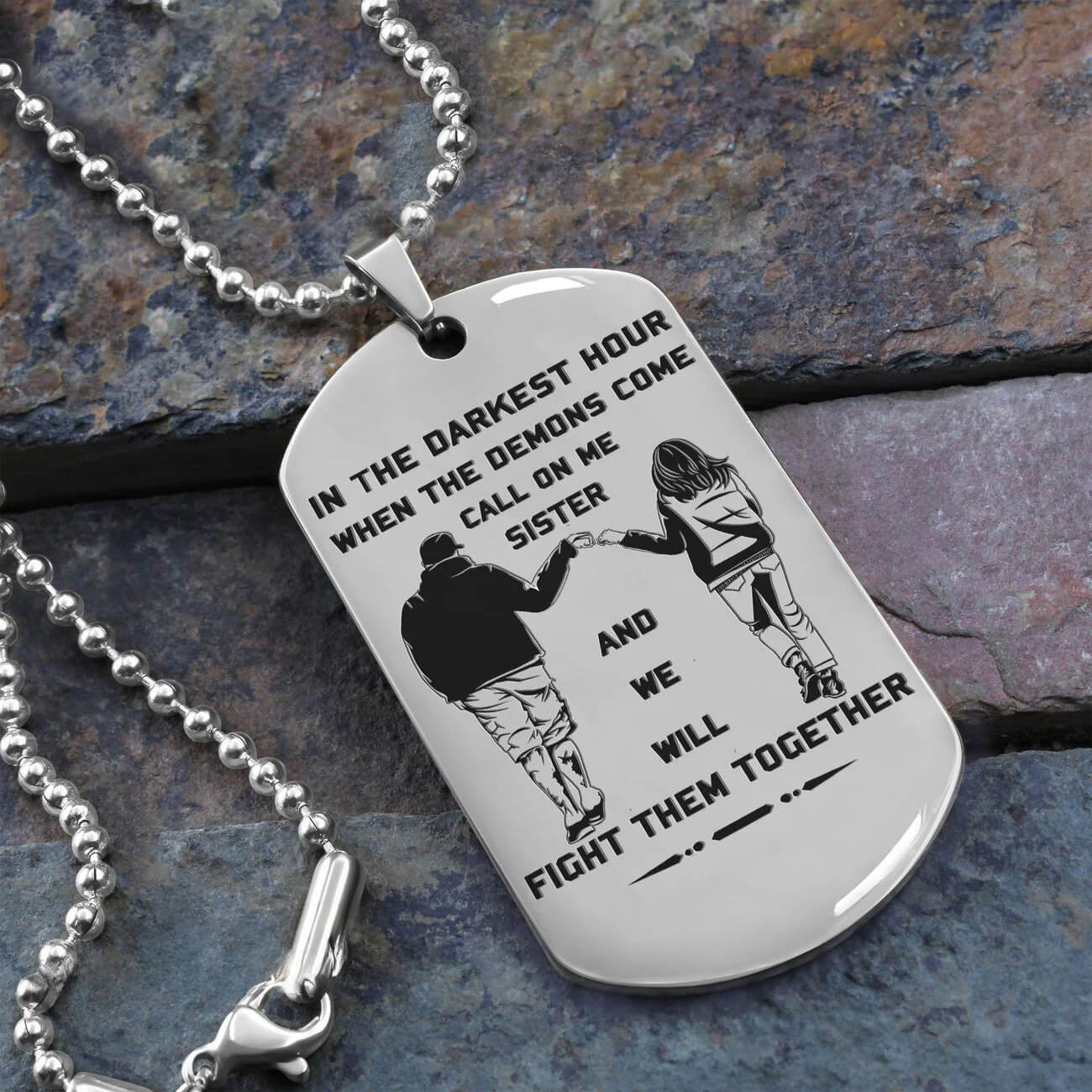 Vikings Engraved Black Dog Tag Double Sided Gift From Brother, Brother Forever