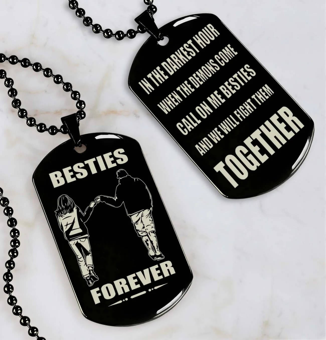 Vikings Engraved Black Dog Tag Double Sided Gift From Brother, Brother Forever