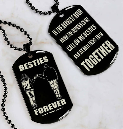 Vikings Engraved Black Dog Tag Double Sided Gift From Brother, Brother Forever