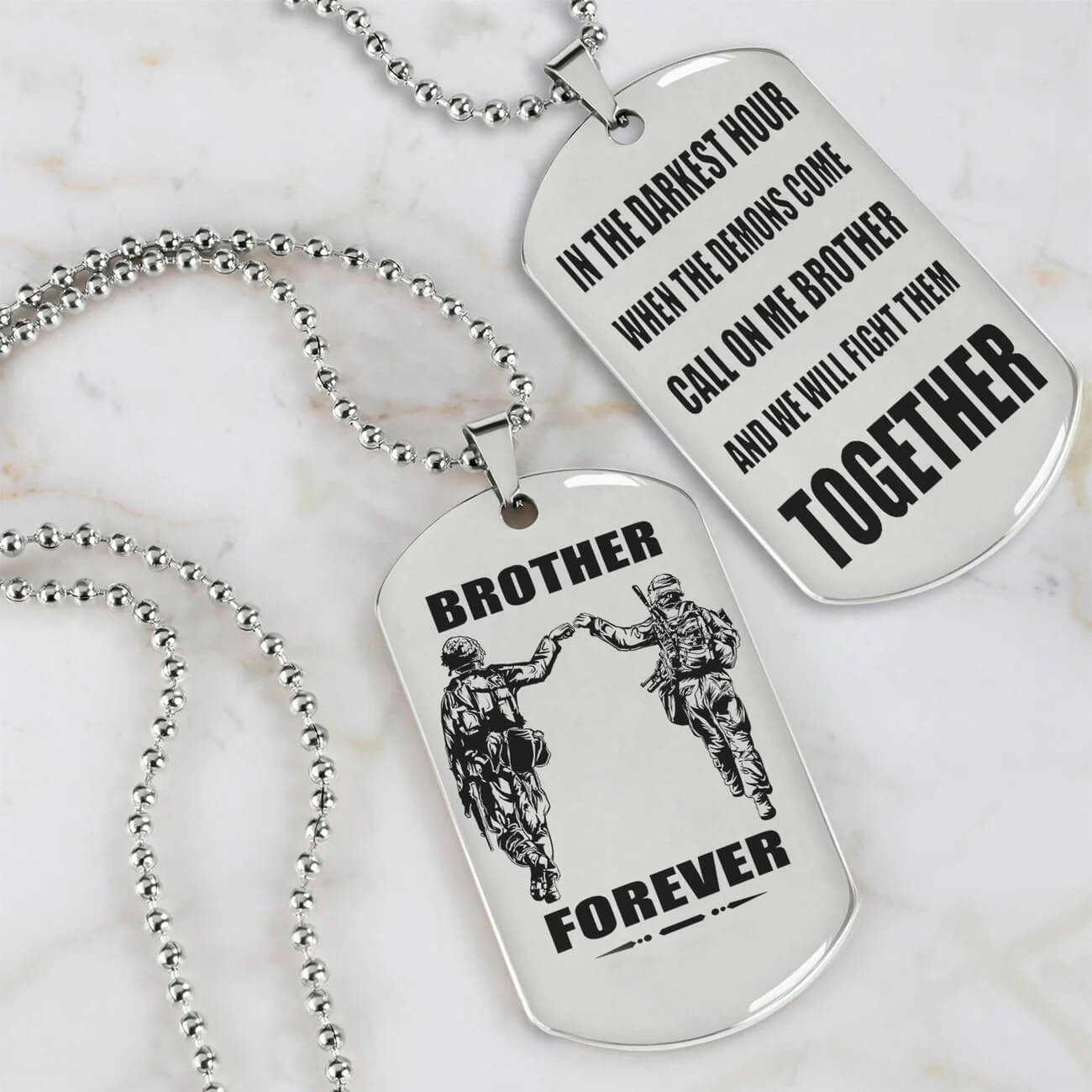 Vikings Engraved Black Dog Tag Double Sided Gift From Brother, Brother Forever