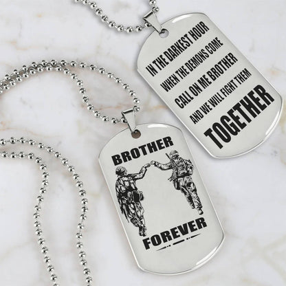 Vikings Engraved Black Dog Tag Double Sided Gift From Brother, Brother Forever