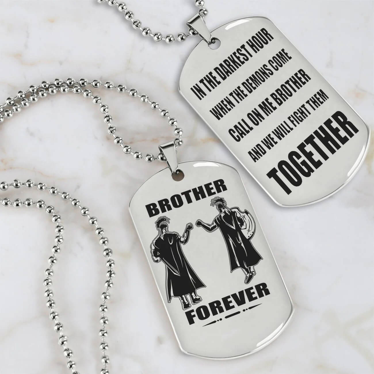 Vikings Engraved Black Dog Tag Double Sided Gift From Brother, Brother Forever